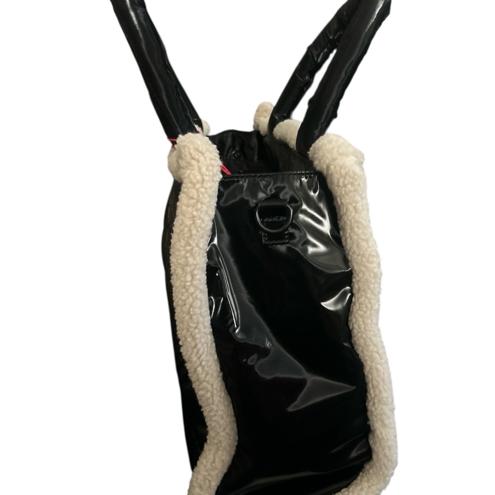Pajar Black and Cream Quilted Tote with Sherpa Trim - Picture 4 of 7